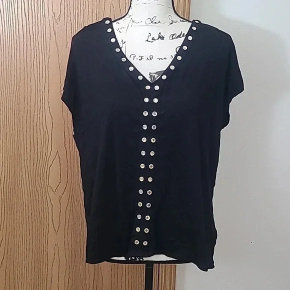 Ana studded rhinestone detail dolman sleeve flowy top - Picture 1 of 3
